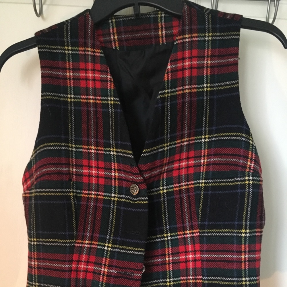 100% Pure Wool Plaid Vintage Vest
